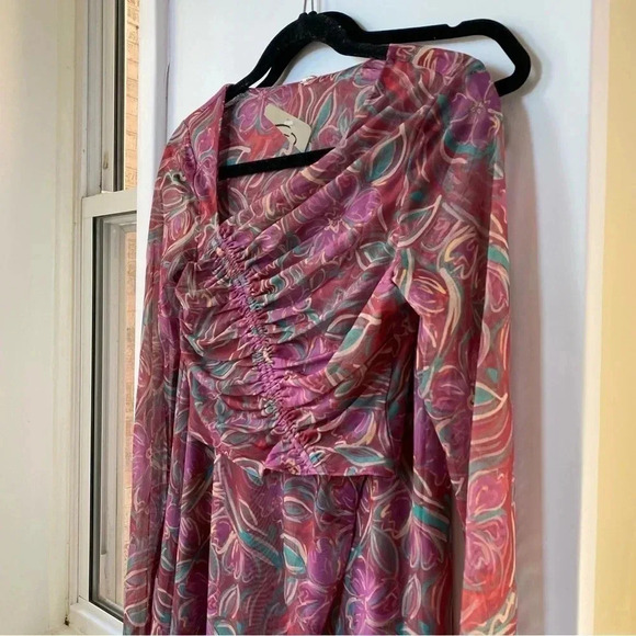 New Free People Supernova Set Two Piece Skirt Crop Top Long Sleeve Purple Small - Picture 5 of 14